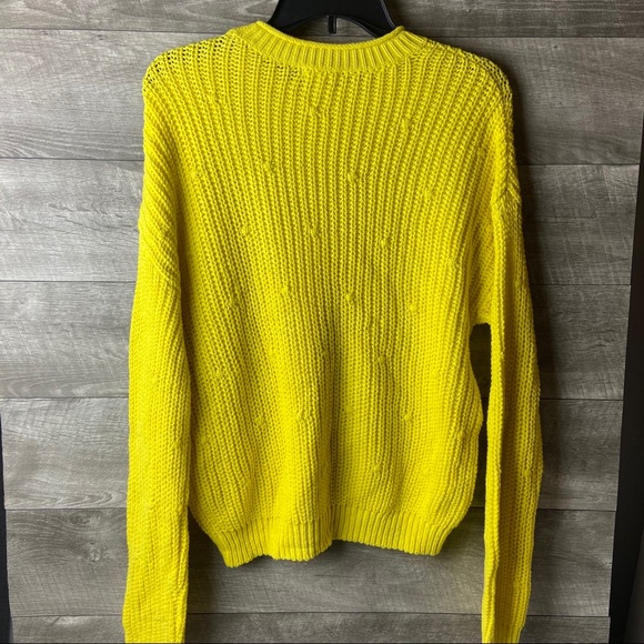 Abound women/'s yellow ribbed knit dolman textured pullover sweater size Medium